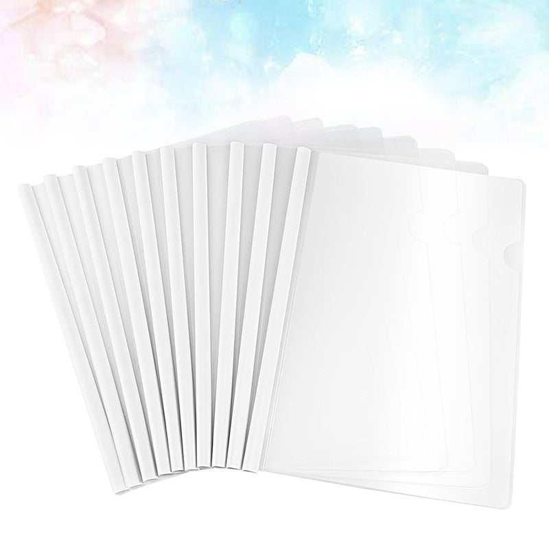 20pcs Transparent File Folder Sliding Report Covers for A4 Report Display Cover Organizer Binder Home Office Supplies (White） - Image 1