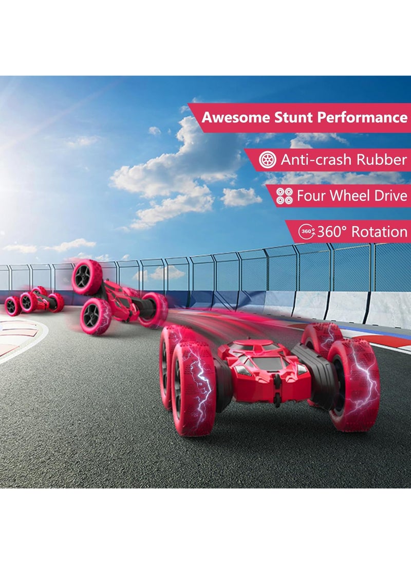Taizz Ventures RC Stunt Car for Kids Ages 3-12, 360° Rotating Double Sided 4WD RC Car with Headlights, Rechargeable Electric Racing Toy with 2 Batteries, Outdoor Off-Road Toy for Boys and Girls - Blue  - Image 3