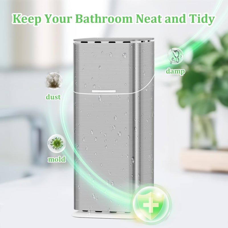 GFWARE Electric Toothbrush Holders with Cover - Dustproof Tooth Brush Holder for Bathroom, Covered Toothpaste and Toothbrush Holder with Drainage, Bathroom Toothbrush Organizers with Lid, Silver - Image 4