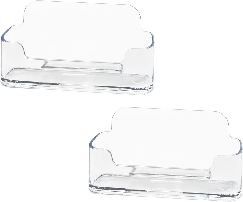 HSYMQ Acrylic Business Card Holder for Desk, Clear Plastic Business Cards Display Holders Stand, Fits 30-50 Business Cards - Image 1
