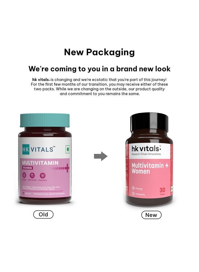 HEALTHKART هيلث كارت hk فيتالز متعدد الفيتامينات بلس للنساء (30 قرص) | متعدد الفيتامينات اليومي للنساء | للطاقة والمفاصل والبشرة والشعر - Image 2