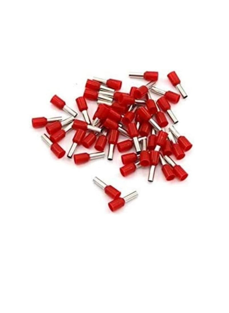 Insulated Ferrules Terminal Block Cord End Wire Tubular Connector, Electrical Crimp Cable Lugs, Terminal Cable Crimp Cable Sleeve for Wire Connection (Pack of 100) (50mm - E5020, Red) - Image 2