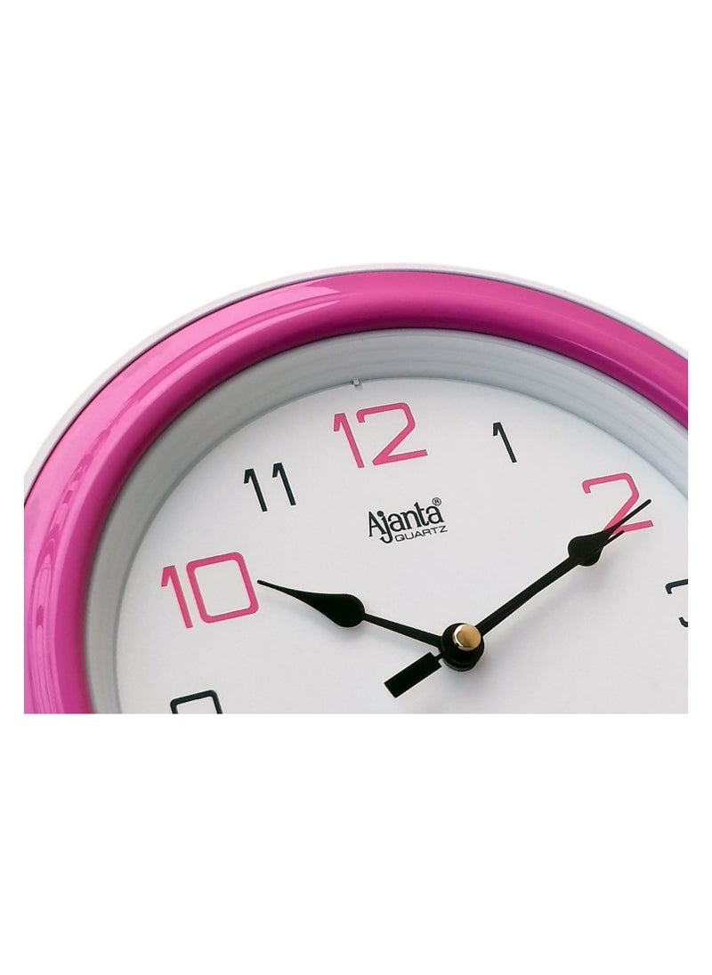 Ajanta - Ajanta Abstract Plastic Round Analog Wall Clock - Pink - Image 1