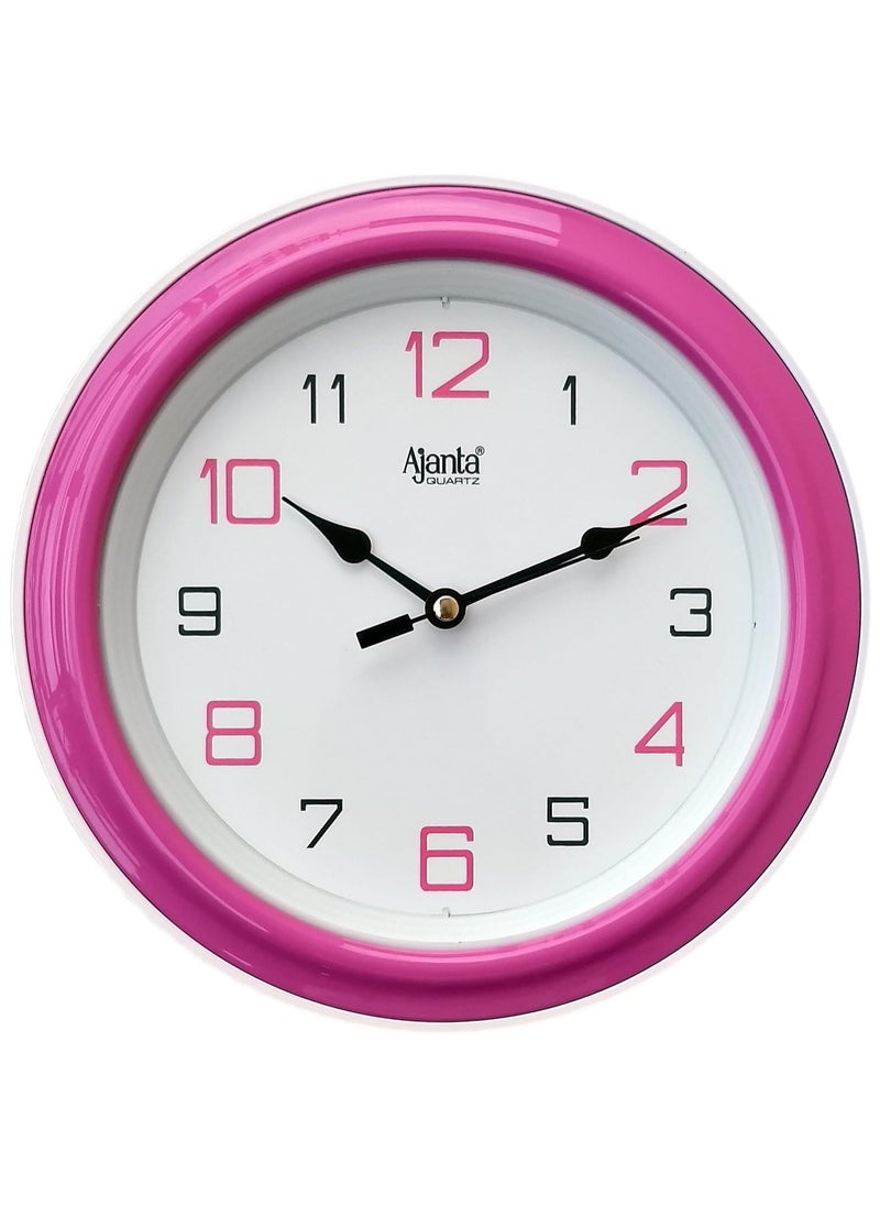 Ajanta - Ajanta Abstract Plastic Round Analog Wall Clock - Pink - Image 1