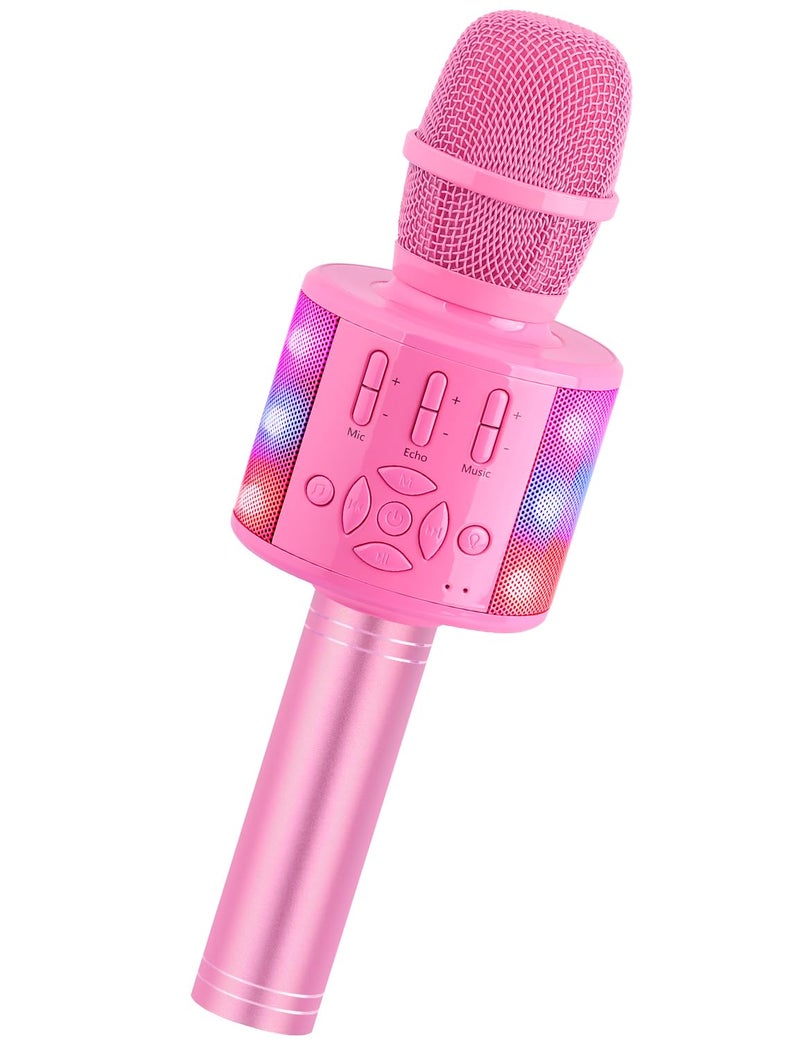 Amazmic Toys for Girls, Kids Karaoke Microphone Toddler Microphone for Kids with Lights, Birthday Gift for Girls, Boys Toy Age 3 4 5 6 7 8 9 10-14+(Pinkcolor) - Image 1