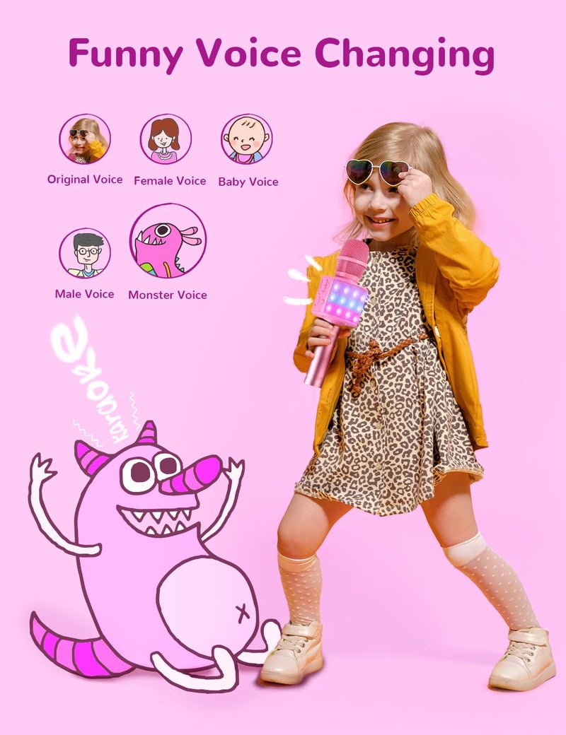 Amazmic Toys for Girls, Kids Karaoke Microphone Toddler Microphone for Kids with Lights, Birthday Gift for Girls, Boys Toy Age 3 4 5 6 7 8 9 10-14+(Pinkcolor) - Image 5