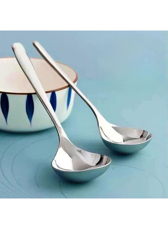 5pcs Stainless Steel Soup Spoons With Long Handles For Hot Pot Porridge And Home Kitchen - Image 1