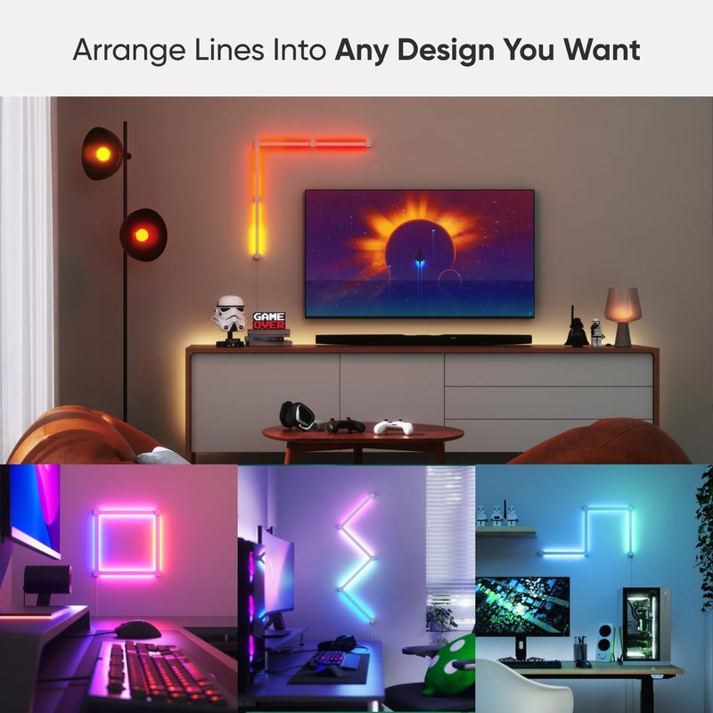 Nanoleaf Lines Squared Expansion Pack, 3 Additional Smart Light Bars LED RGBW (90 Angle) - Backlit Modular Wi-Fi Colour Changing Wall Lights, Works with Alexa Google Apple Homekit, Decor & Ga - Image 3