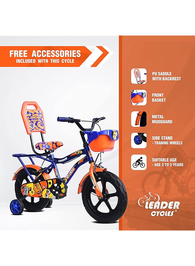 ليدر دراجة بادي كيدز سايكل ١٤T مع عجلات تدريب (مُجمّعة جزئيًا) للأولاد والبنات، مثالية للفئة العمرية من ٢ إلى ٥ سنوات | الإطار: ٨ بوصات (١٤T، أزرق داكن وبرتقالي) - Image 5
