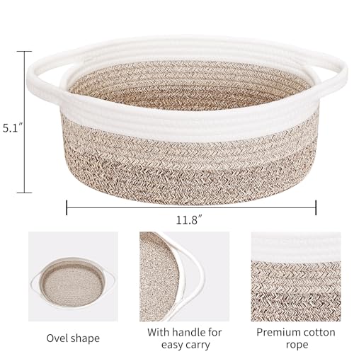 ABenkle Small Woven Baskets 12x8x5 Rope Baby Toy Storage Basket with Handle Durable Gift Basket Empty for Graduation Easter Christmas - Image 3