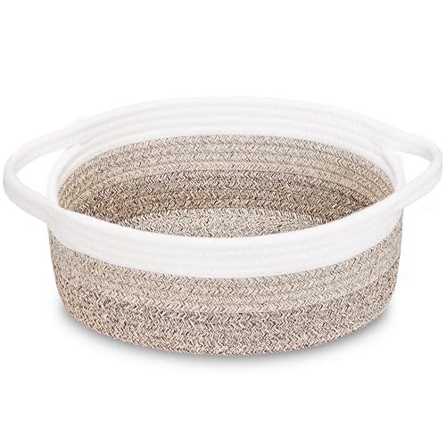 ABenkle Small Woven Baskets 12x8x5 Rope Baby Toy Storage Basket with Handle Durable Gift Basket Empty for Graduation Easter Christmas - Image 1