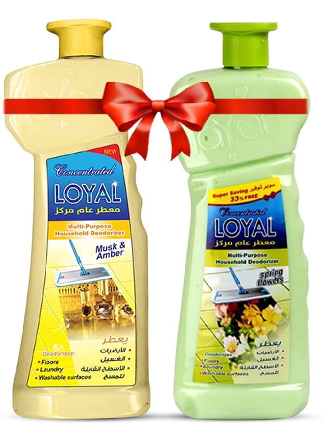 لويال عطر منزلي متعدد الاستخدامات، عبوتان سعة 2100 مل، برائحة المسك والعنبر وزهور الربيع