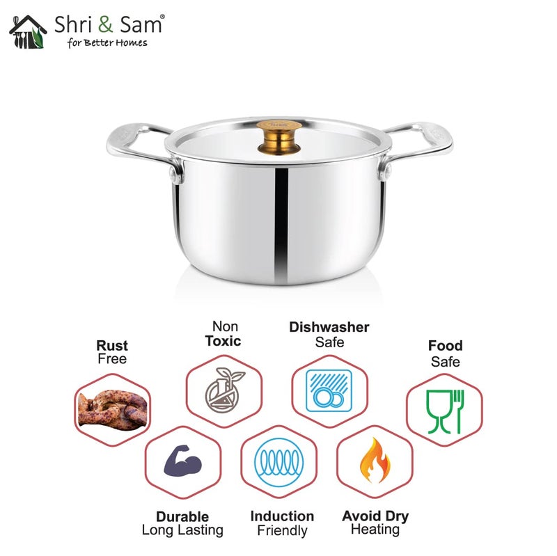 Shri & Sam قدر ستانلس ستيل من شري وسام، تريبيكا، 18 سم - Image 4