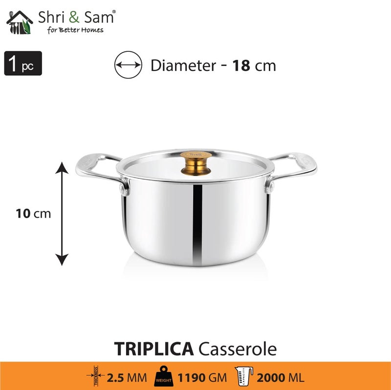 Shri & Sam قدر ستانلس ستيل من شري وسام، تريبيكا، 18 سم - Image 3