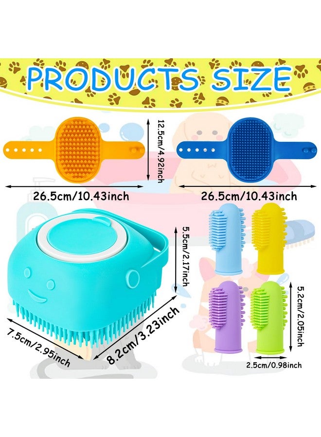 Ponpon 3PCS Dog Bath Brush with 4Pcs Toothbrush, Scrubber and Shampoo Brush with Adjustable Ring Handle, Shower Brush for Long and Short Hair - Image 2