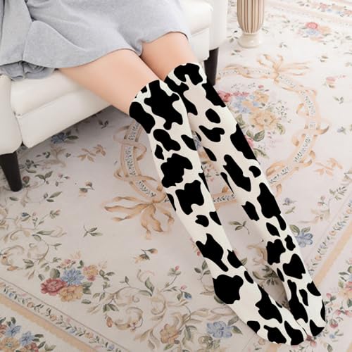 MOCSONE Knee High Socks Cow Print Women's Work Athletic Over Thigh High Long Stockings - Image 3