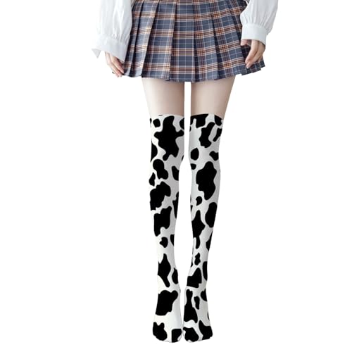 MOCSONE Knee High Socks Cow Print Women's Work Athletic Over Thigh High Long Stockings - Image 2