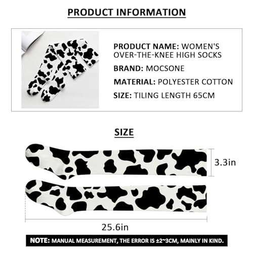 MOCSONE Knee High Socks Cow Print Women's Work Athletic Over Thigh High Long Stockings - Image 4