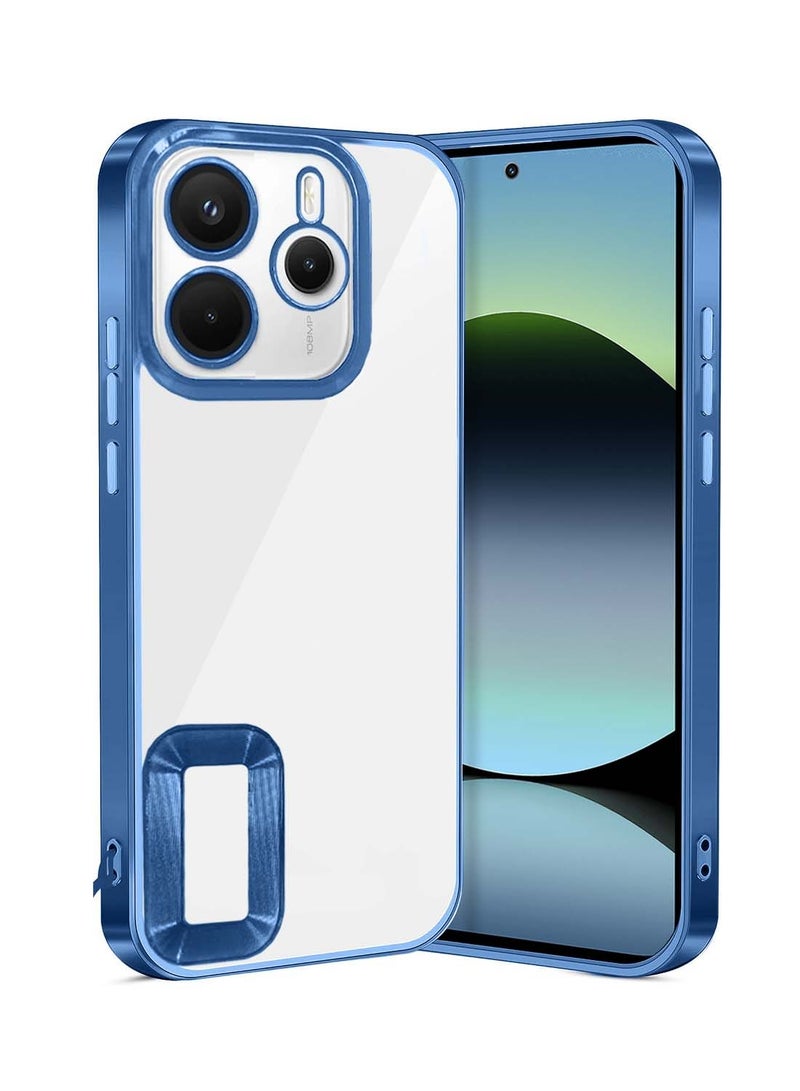 دبليو تيك Xiaomi Redmi Note 14 5G 2024 PU غطاء جراب ثقب للشفاه الفاخرة - شفاف / أزرق داكن - Image 1