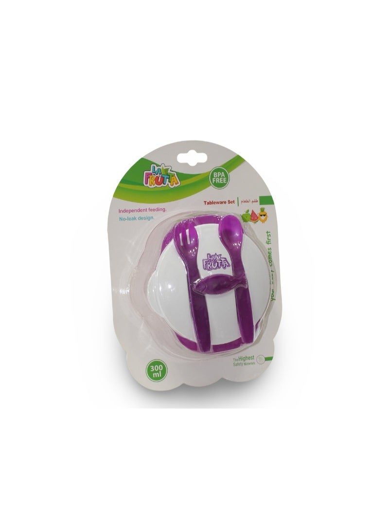 La Frutta (Plate + Spoon + Fork) Set For Kids – Purple - Image 1