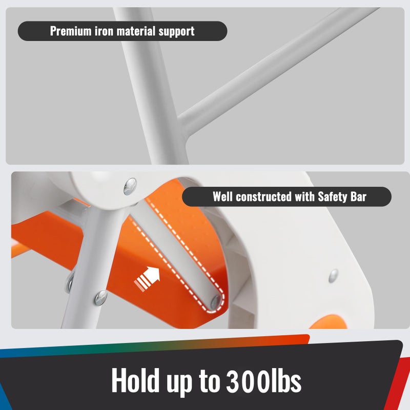 STOODER Toddler Step Stool - Foldable 2-Step Stool with Non-Slip Rubber Feet & Platform, Safety Lock, 300lbs Capacity, Lightweight for Potty Training, Bathroom Sink, Kitchen, Orange - Image 3