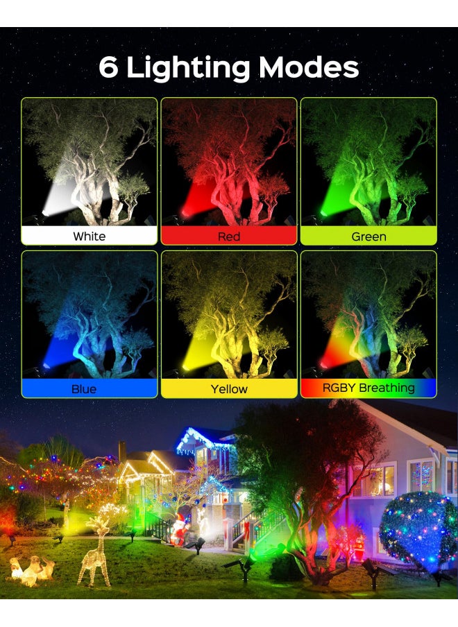 JACKYLED - JACKYLED Solar Spot Lights Outdoor, Color Changing Spotlight RGB Landscape Spotlights Waterproof, Solar Lights for Yard/Garden/Walkway/Christmas, 6 Modes Auto On/Off 2 Pack - Image 1