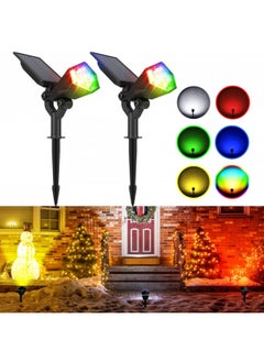 JACKYLED Solar Spot Lights Outdoor, Color Changing Spotlight RGB Landscape Spotlights Waterproof, Solar Lights for Yard/Garden/Walkway/Christmas, 6 Modes Auto On/Off 2 Pack
