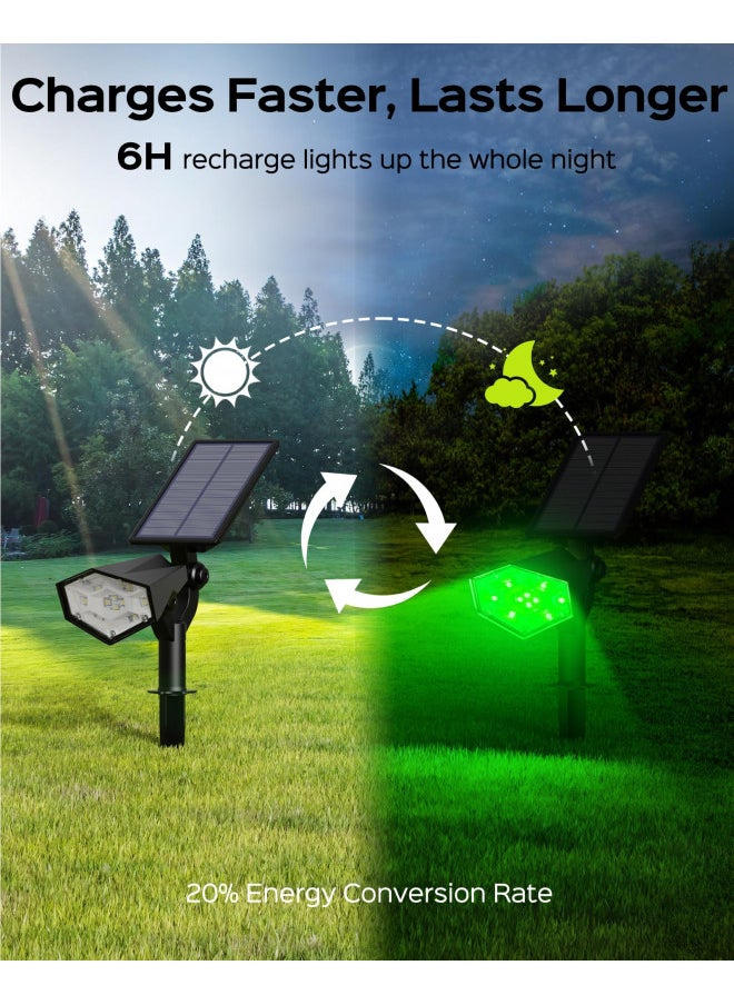 JACKYLED - JACKYLED Solar Spot Lights Outdoor, Color Changing Spotlight RGB Landscape Spotlights Waterproof, Solar Lights for Yard/Garden/Walkway/Christmas, 6 Modes Auto On/Off 2 Pack - Image 1