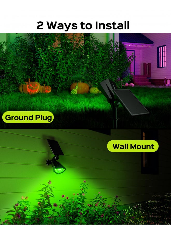 JACKYLED - JACKYLED Solar Spot Lights Outdoor, Color Changing Spotlight RGB Landscape Spotlights Waterproof, Solar Lights for Yard/Garden/Walkway/Christmas, 6 Modes Auto On/Off 2 Pack - Image 1