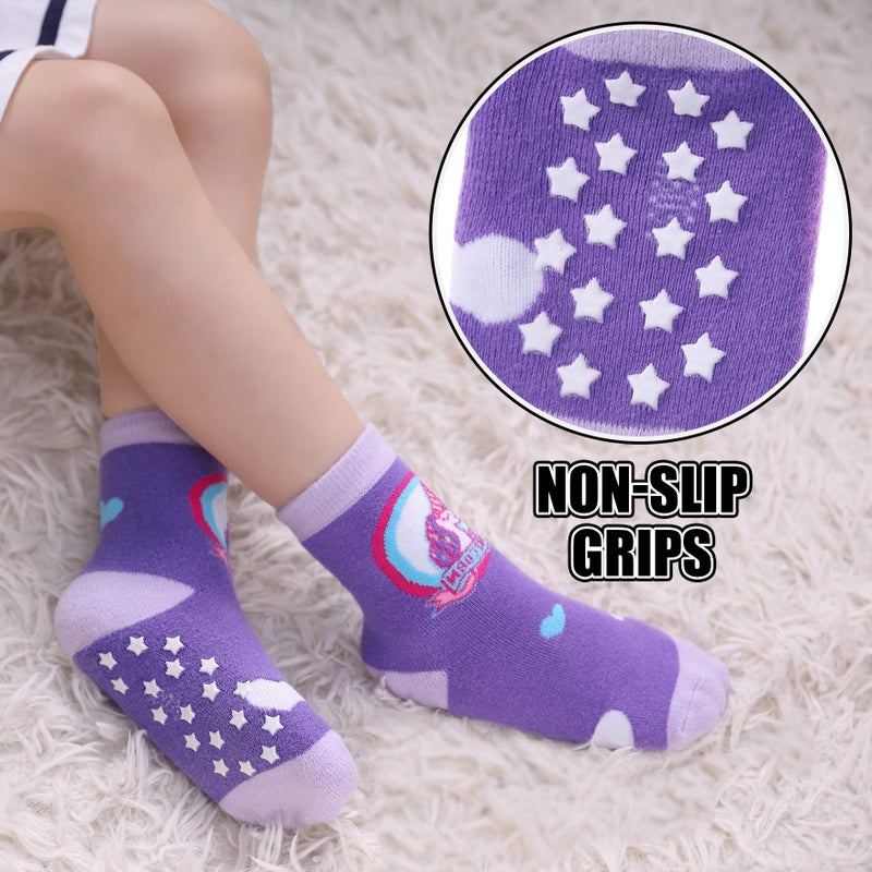 Dosoni Toddler Non Slip Grip Socks Baby Girls Boys Kids Anti Slip Crew Thick Warm Cotton Gift Socks 6 Pairs Unicorn,4-6 Year Old - Image 2
