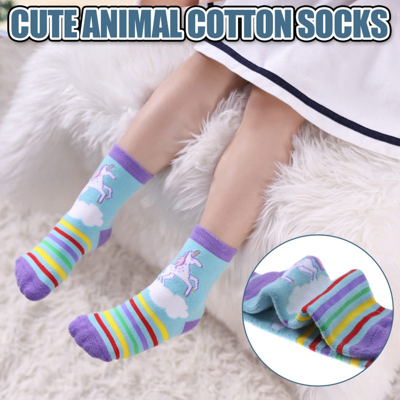 Dosoni Toddler Non Slip Grip Socks Baby Girls Boys Kids Anti Slip Crew Thick Warm Cotton Gift Socks 6 Pairs Unicorn,4-6 Year Old - Image 4
