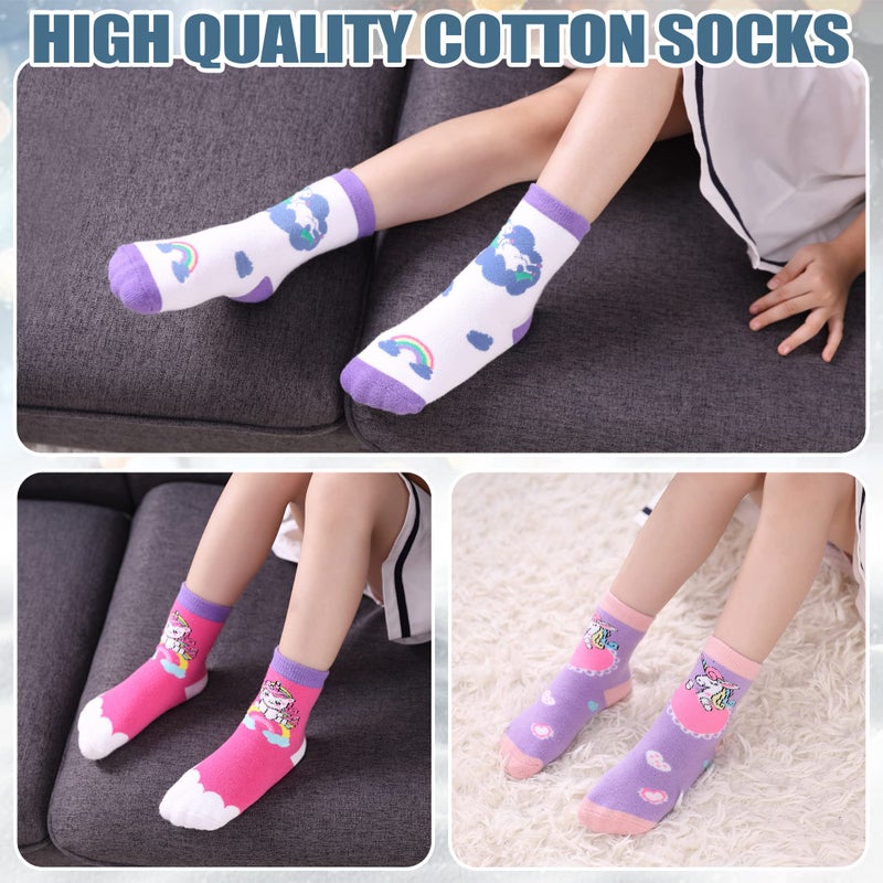 Dosoni Toddler Non Slip Grip Socks Baby Girls Boys Kids Anti Slip Crew Thick Warm Cotton Gift Socks 6 Pairs Unicorn,4-6 Year Old - Image 3