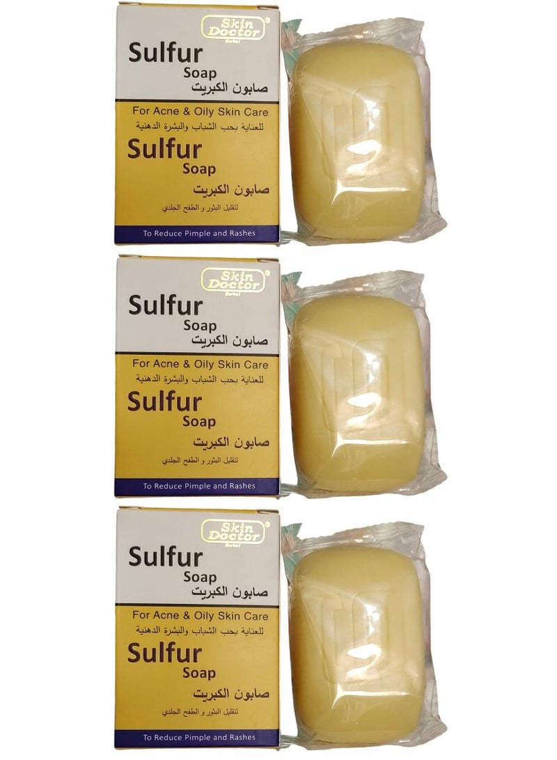 Three Pieces Of Sulfur Soap For Acne And Oily Skin 80x3 g