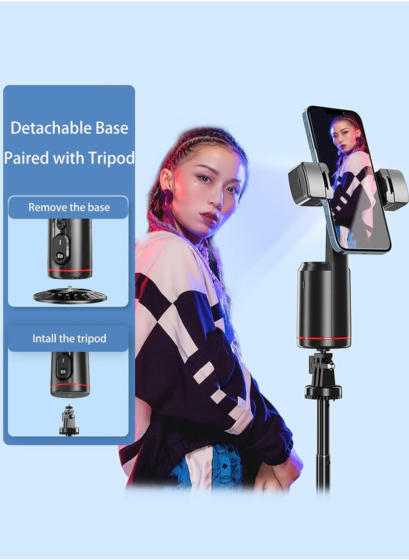 Auto Face Tracking Phone Holder RGB Selfie Light,360°Rotation Face Body Phone Tripod,Smart Shooting Camera Mount,Rechargeable Remote and Light for Live Vlog Streaming Video