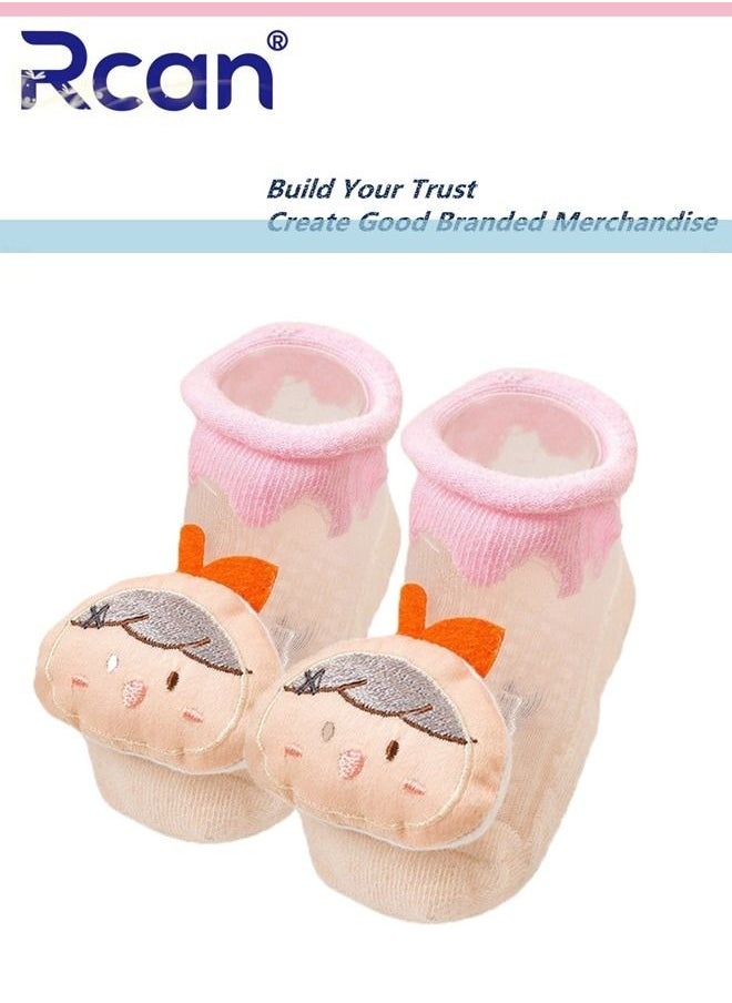 Rcan - 2 Pairs Boxed Baby Silicone Non-slip Socks Thin Children Cotton Socks Cartoon Mesh Toddler Floor Socks - Image 1