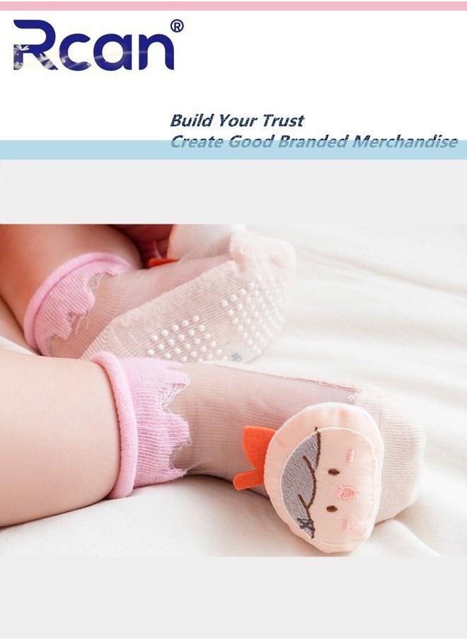 Rcan - 2 Pairs Boxed Baby Silicone Non-slip Socks Thin Children Cotton Socks Cartoon Mesh Toddler Floor Socks - Image 1