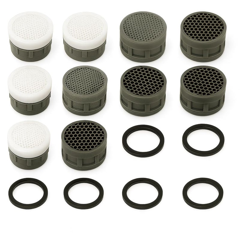 10Pcs 5-6 LPM Water Saving Foam Flow Aerator with HoneyComb Filter | Water Saving Aerator | Water saving Nozzle for kitchen taps - White (Pack of 10)