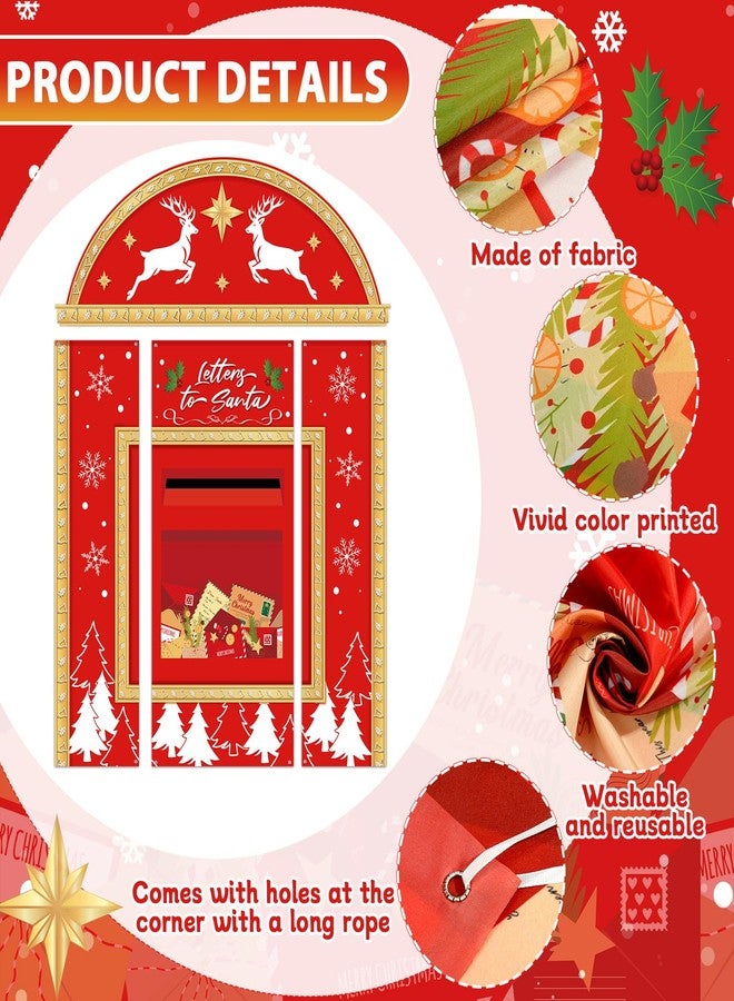 Wiooffen 4Pcs Merry Christmas Door Cover Decorations Large Red Mailbox Porch Banners Xmas Letter to Santa Door Porch Signs Christmas Mailbox Hanging Backdrop for Winter Holiday Home Classroom Office Wall Decor - Image 3