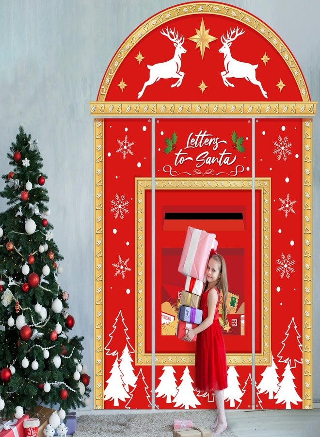 Wiooffen 4Pcs Merry Christmas Door Cover Decorations Large Red Mailbox Porch Banners Xmas Letter to Santa Door Porch Signs Christmas Mailbox Hanging Backdrop for Winter Holiday Home Classroom Office Wall Decor - Image 5
