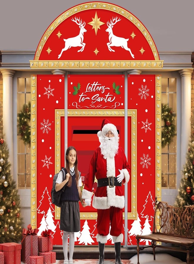 Wiooffen 4Pcs Merry Christmas Door Cover Decorations Large Red Mailbox Porch Banners Xmas Letter to Santa Door Porch Signs Christmas Mailbox Hanging Backdrop for Winter Holiday Home Classroom Office Wall Decor - Image 4
