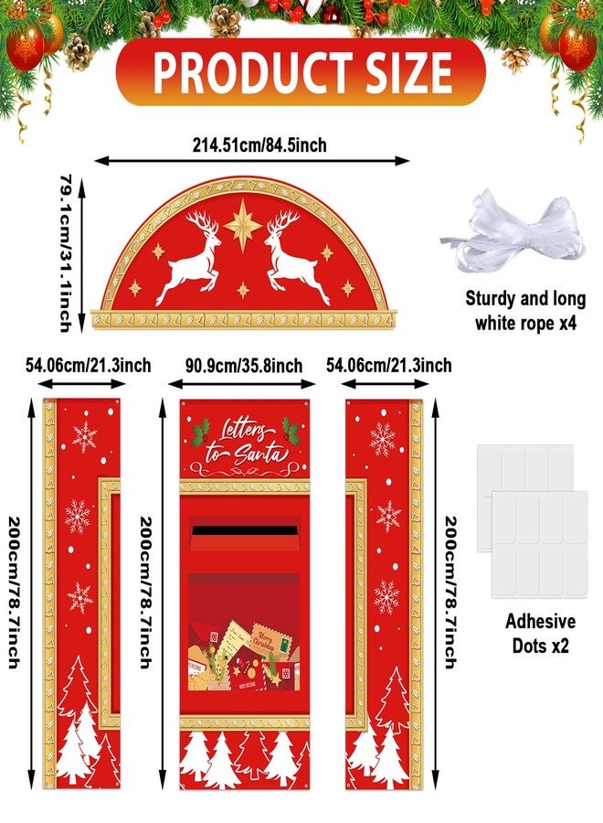 Wiooffen 4Pcs Merry Christmas Door Cover Decorations Large Red Mailbox Porch Banners Xmas Letter to Santa Door Porch Signs Christmas Mailbox Hanging Backdrop for Winter Holiday Home Classroom Office Wall Decor - Image 2