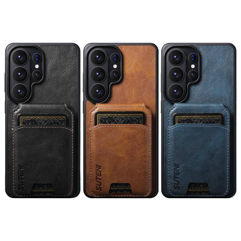 غطاء واقي، بني باللون البني TPU، حامل بطاقات، حامل قابل للطي، لـ Samsung Galaxy S22 Ultra بوظيفة حامل من مادة TPU للاستخدام الداخلي للرحلات اليومية عملي للاستخدام المتكرر - Image 5