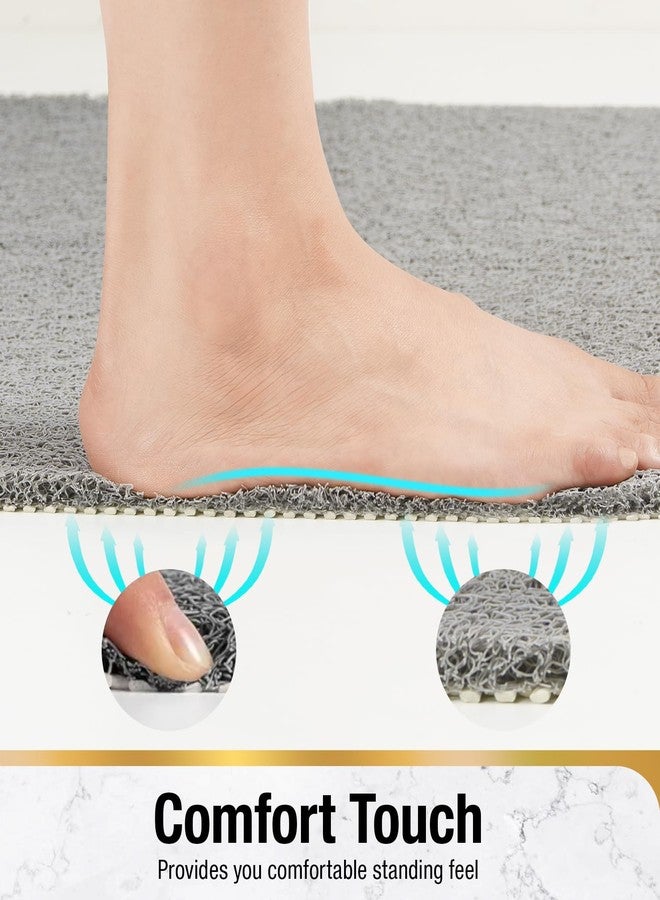 HITSLAM Shower Mat Non Slip Square, Bath Tub Mat for Textured Surface, Soft PVC Loofah Bathtub Mats Without Suction Cups, Quick Drying Shower Floor Mat, 24 x 24 Inch Bathroom Accessories, Grey - Image 4