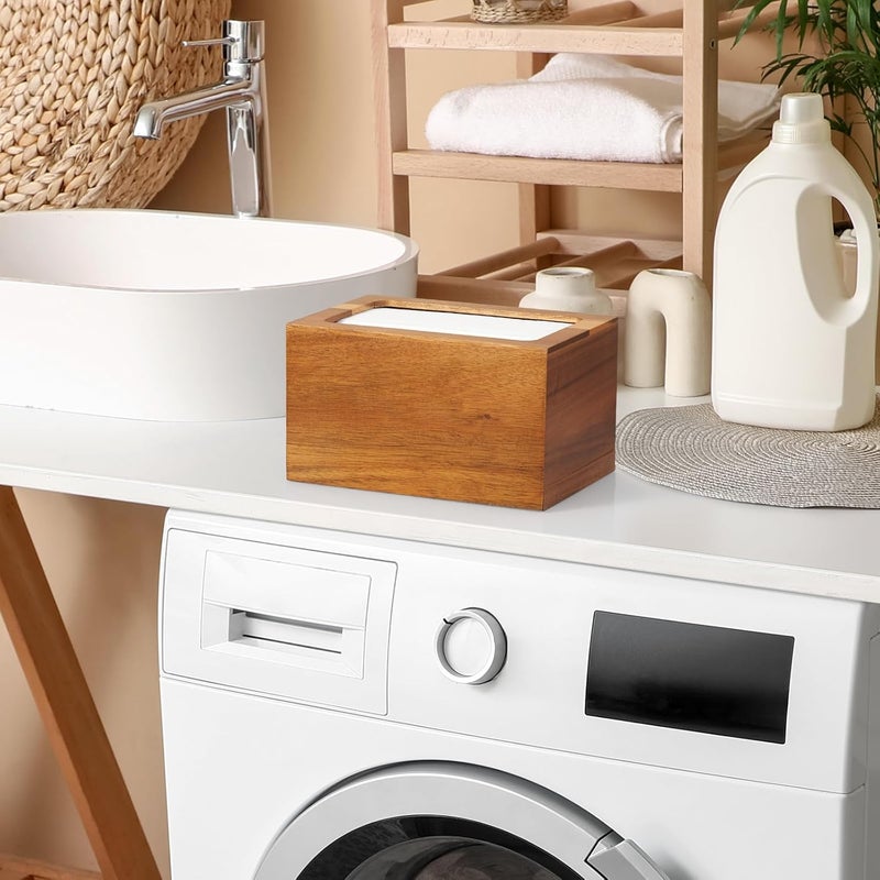 CMLKLZD Dryer Sheet Holder, Acacia Wood Laundry Sheets Container, Laundry Room Organization and Storage for Farmhouse Laundry Room Decor and Accessories, Fabric Softener Dispenser - Image 5