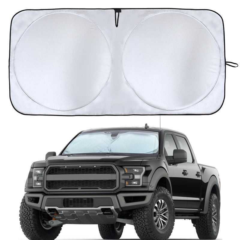 EcoNour Truck Windshield Sun Shade Sun Block Sun Shade for Windshield Automotive Interior Accessories Truck Window Shades for Heat UV Protection XLarge 69 x 35