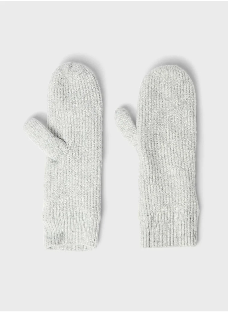 PIECES Ribbed Knit Mittens