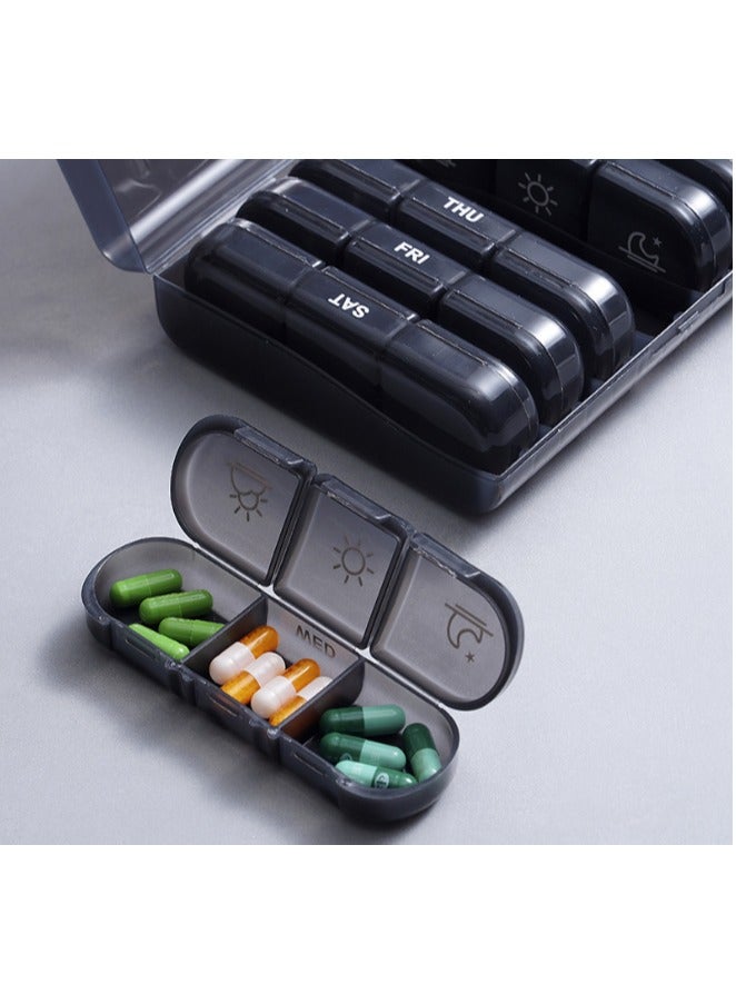 【Black & Portable】7-Day Pill Box | Daily 3x Dose Management for Vitamins/Supplements/Fish Oil - Travel-Ready Health Solution! - Image 2