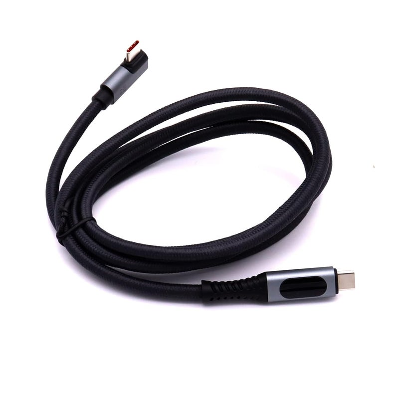 لوكيكي كابل 240W USB 4.0 PD Type C مع شاشة LED، 8K@60Hz 40Gbps ذكر USB Type C إلى ذكر USB C بزاوية 90 درجة، متوافق مع MackBook وiPad وGalaxy Laptop - Image 2
