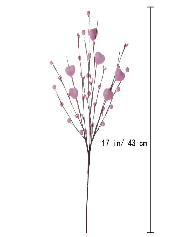 J'FLORU Valentine’s Day Gifts,6 Pack Valentine’s Day Picks Berry Stems with Pink Hearts for Valentine’s Day Decor Anniversary Wedding Decorations(Pink) - Image 2