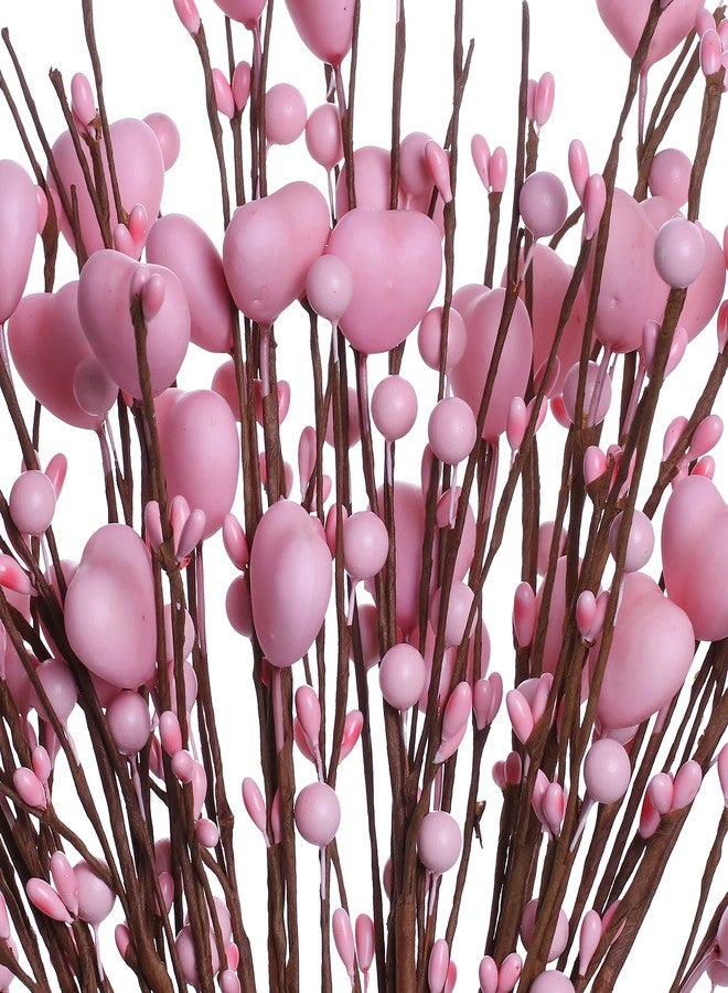 J'FLORU Valentine’s Day Gifts,6 Pack Valentine’s Day Picks Berry Stems with Pink Hearts for Valentine’s Day Decor Anniversary Wedding Decorations(Pink) - Image 3
